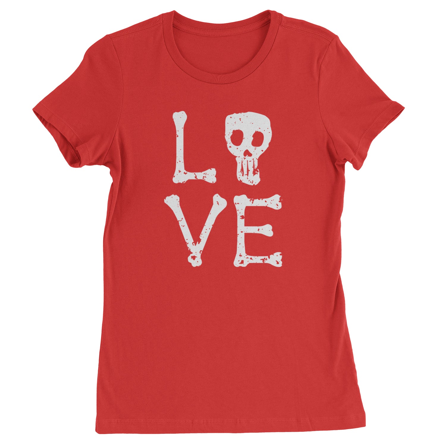 Love Skeleton Bones Womens T-shirt Red