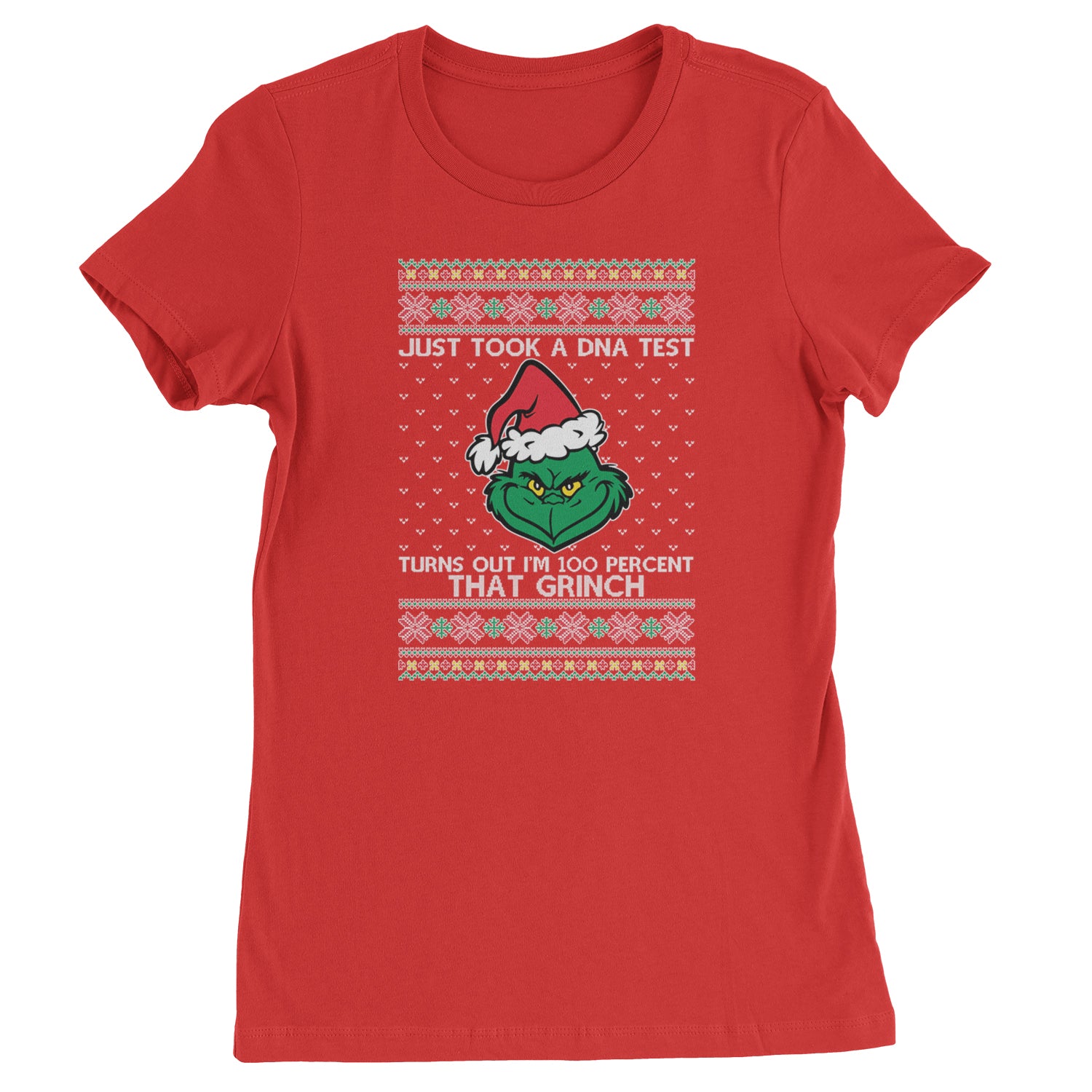 One Hundred Percent That Gr-nch Ugly Christmas Womens T-shirt Red