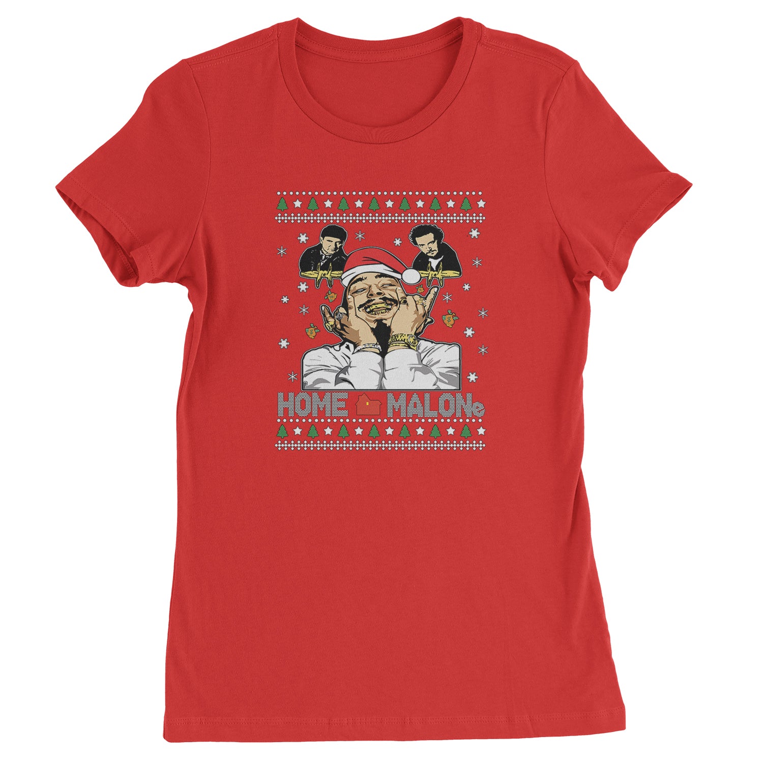 Home Malone Ugly Christmas  Womens T-shirt Red