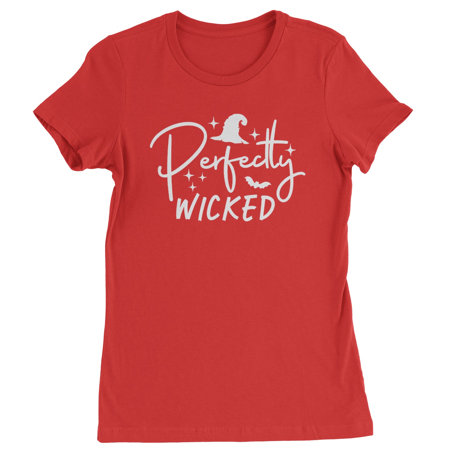 Perfectly Wicked Witchy Halloween Womens T-shirt Red