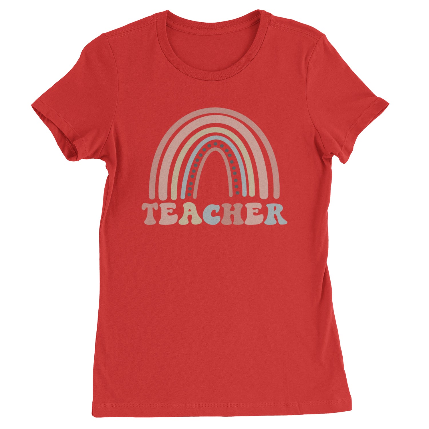 Teacher Pastel Rainbow  Womens T-shirt Red