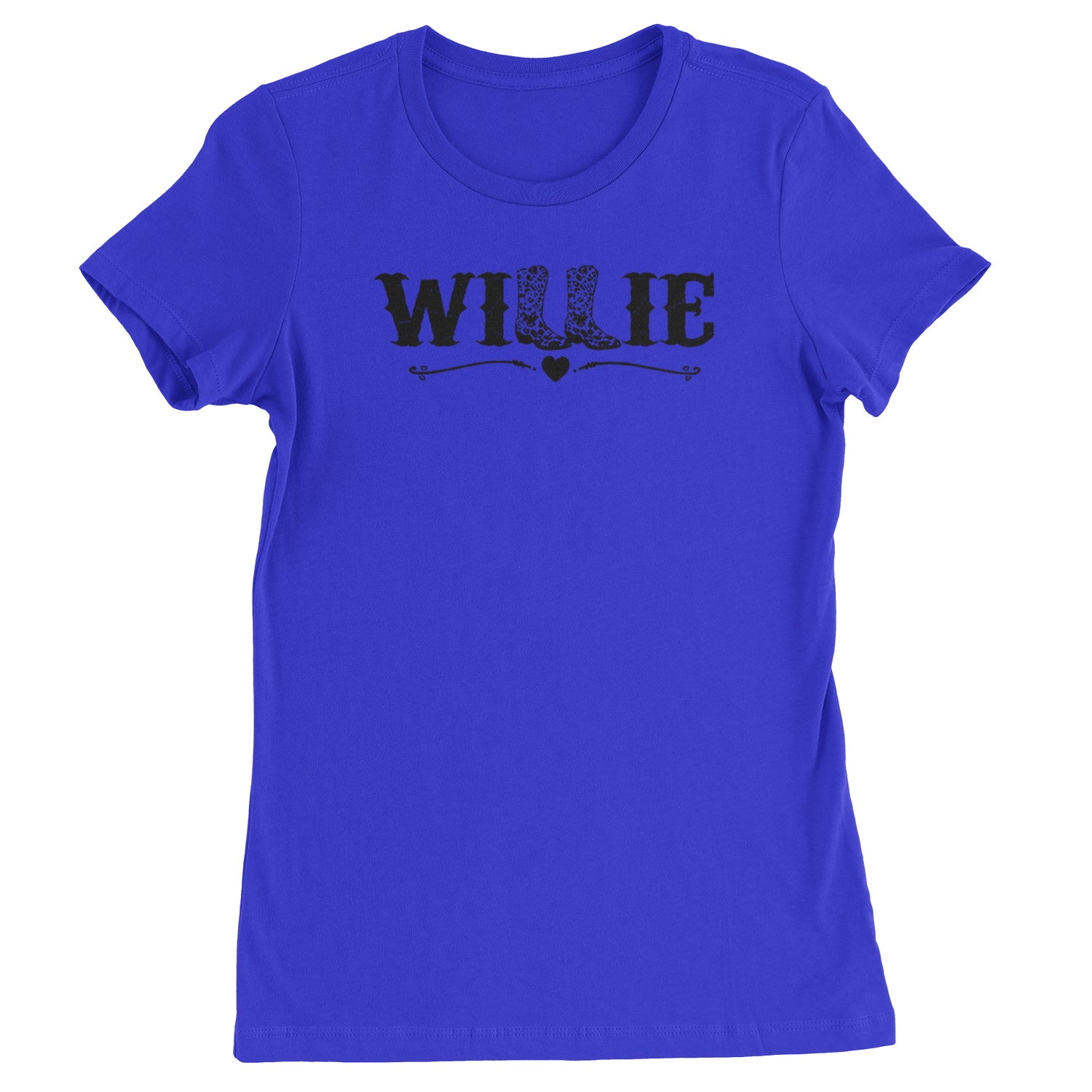 Willie Cowboy Boots Hippy Country Music Womens T-shirt Royal Blue