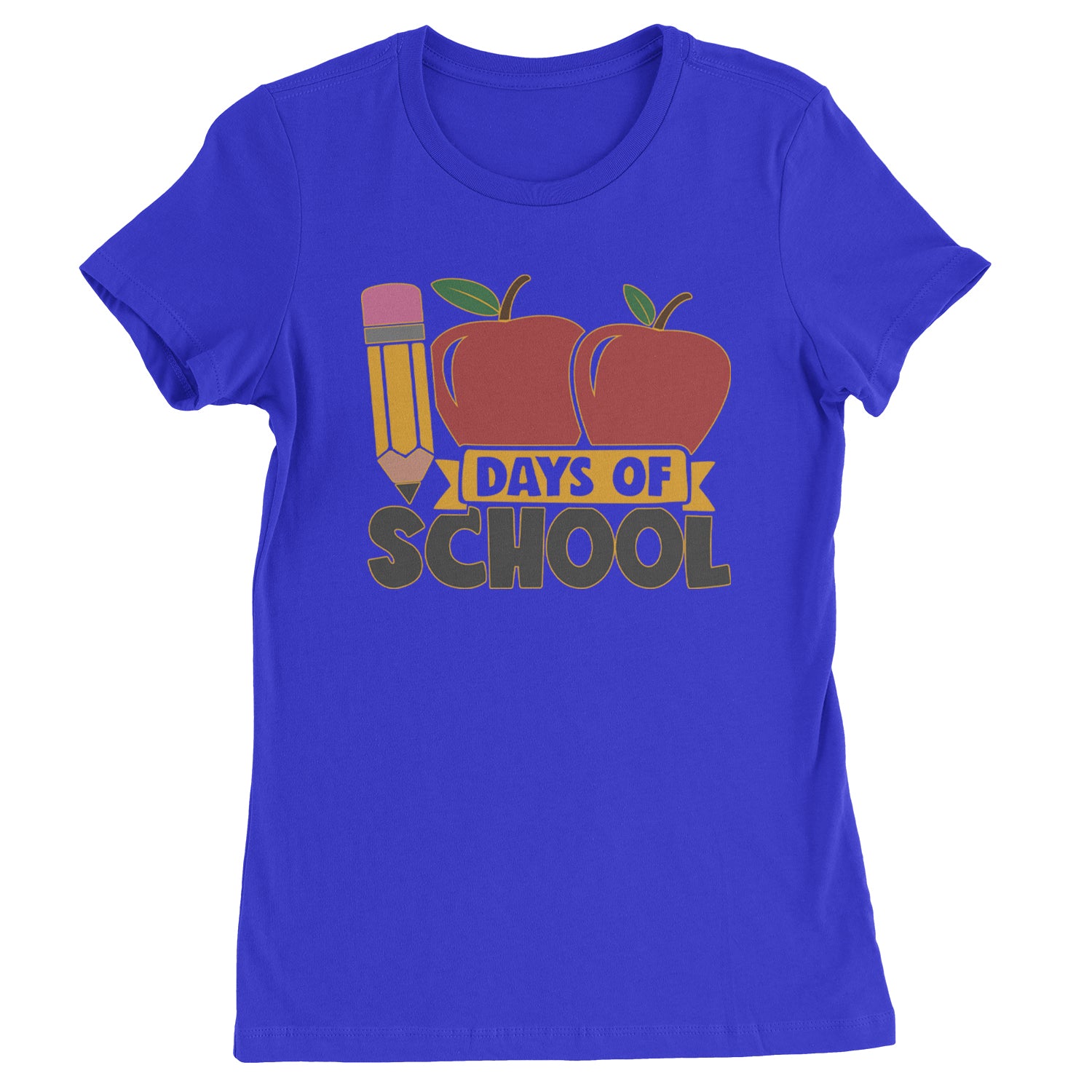 100 Days Of School Apple Pencil  Womens T-shirt Royal Blue