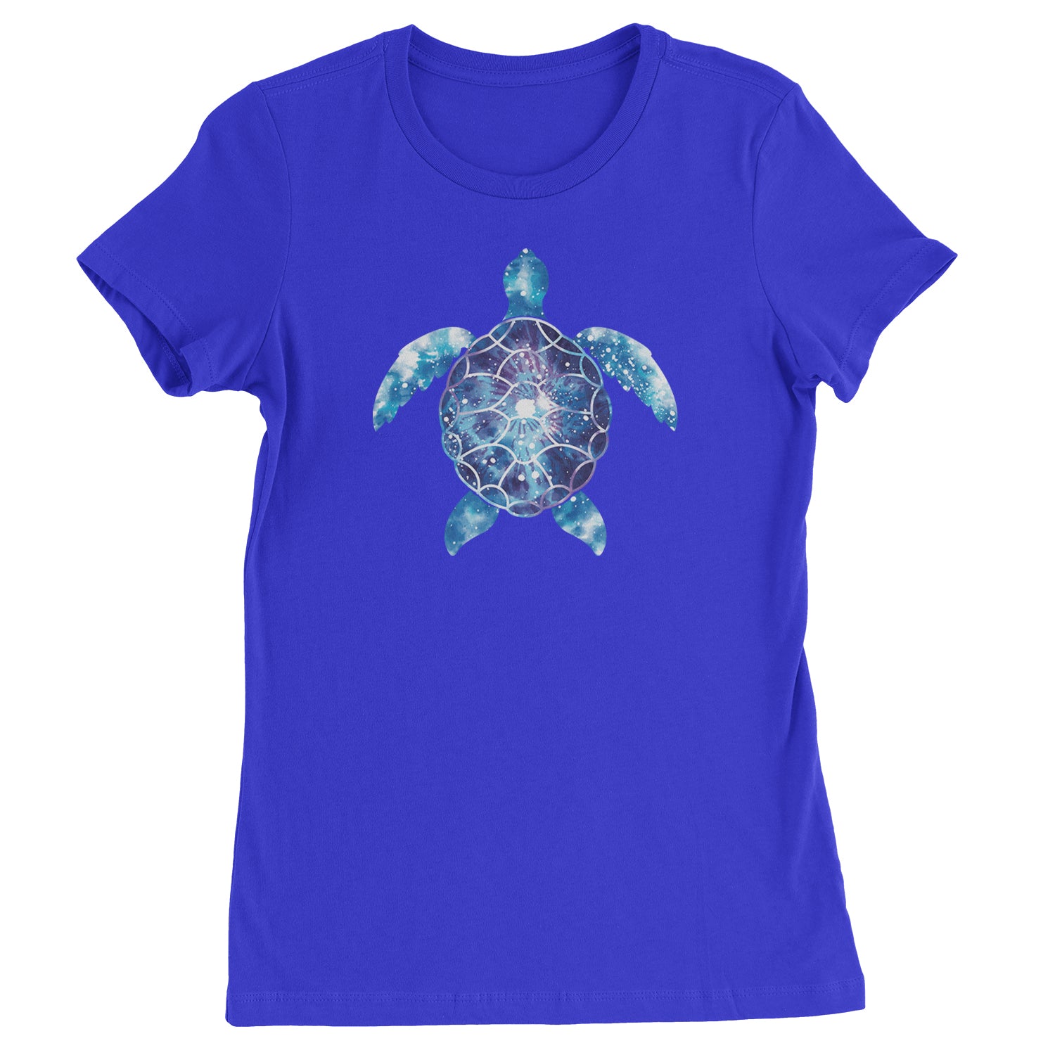 Ocean Aura Tie-Dye Sea Turtle Womens T-shirt Royal Blue