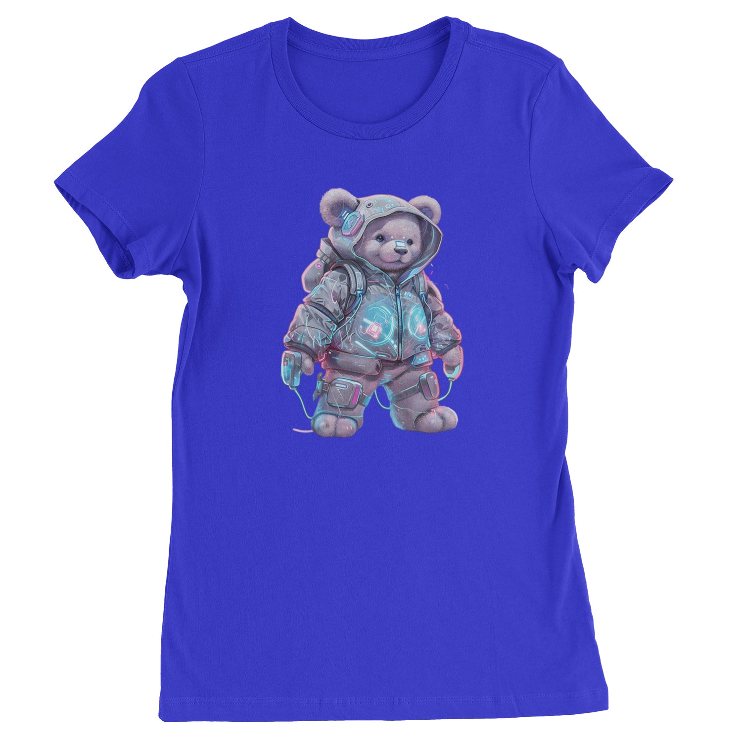 Cyberpunk Adventure Urban Graffiti Bear  Womens T-shirt Royal Blue