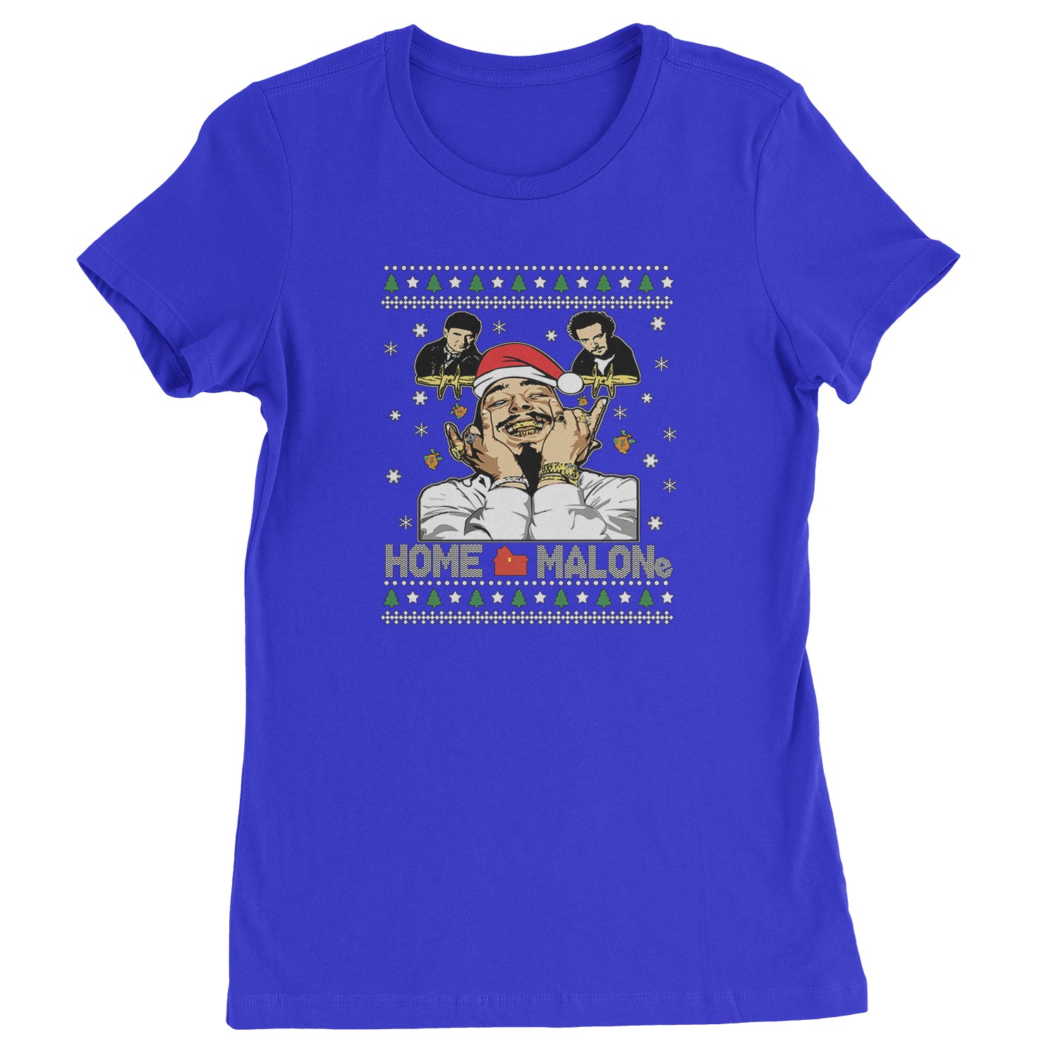 Home Malone Ugly Christmas  Womens T-shirt Royal Blue