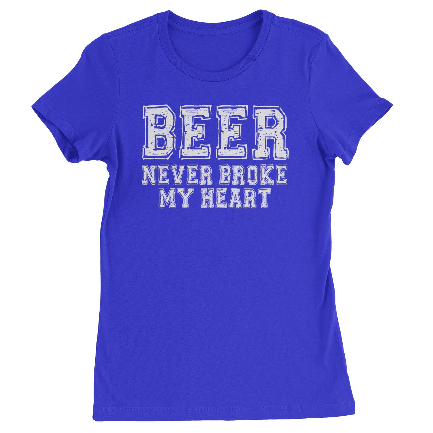 Beer Never Broke My Heart Funny Drinking Womens T-shirt Royal Blue