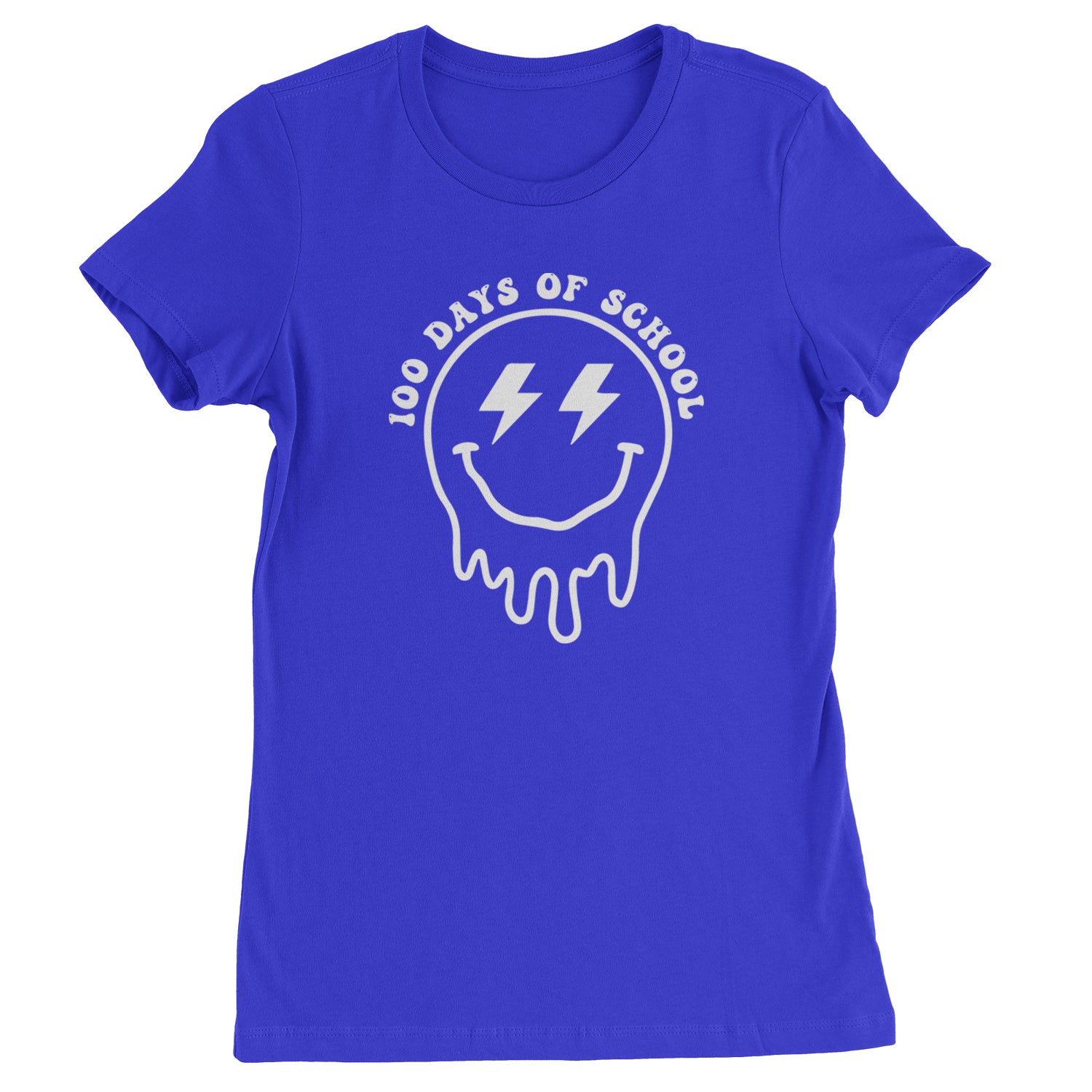 Melting Smile Face 100 Days Of School Womens T-shirt Royal Blue