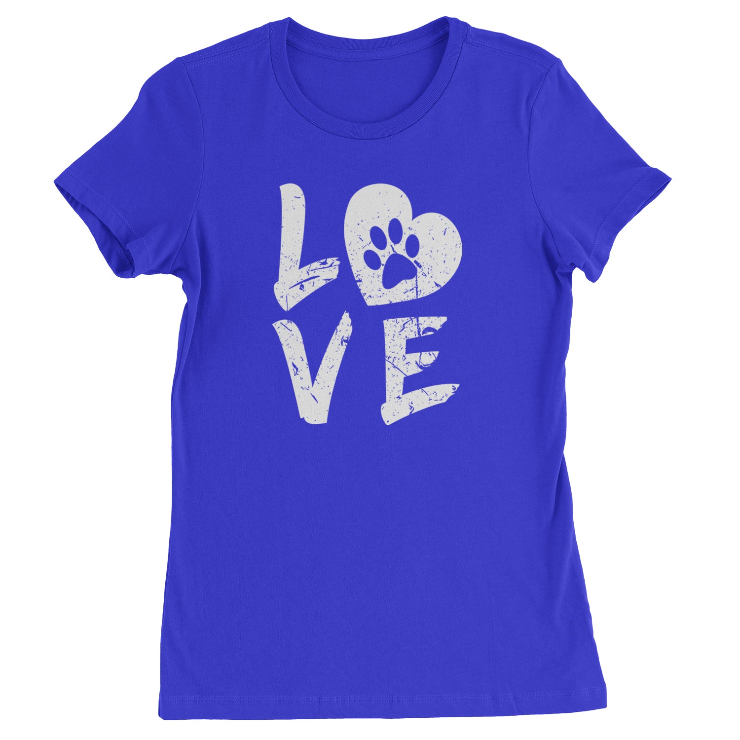 I Love My Dog Paw Print  Womens T-shirt Royal Blue