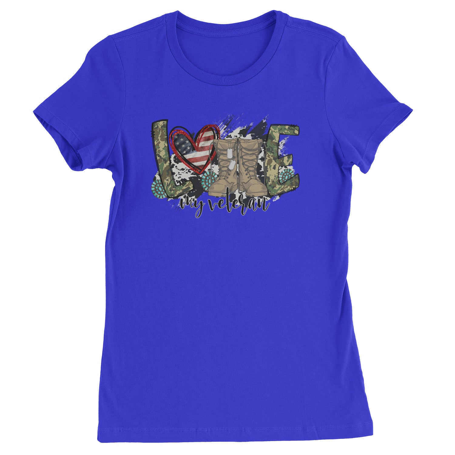 Love My Veteran Honor Veterans Day  Womens T-shirt Royal Blue