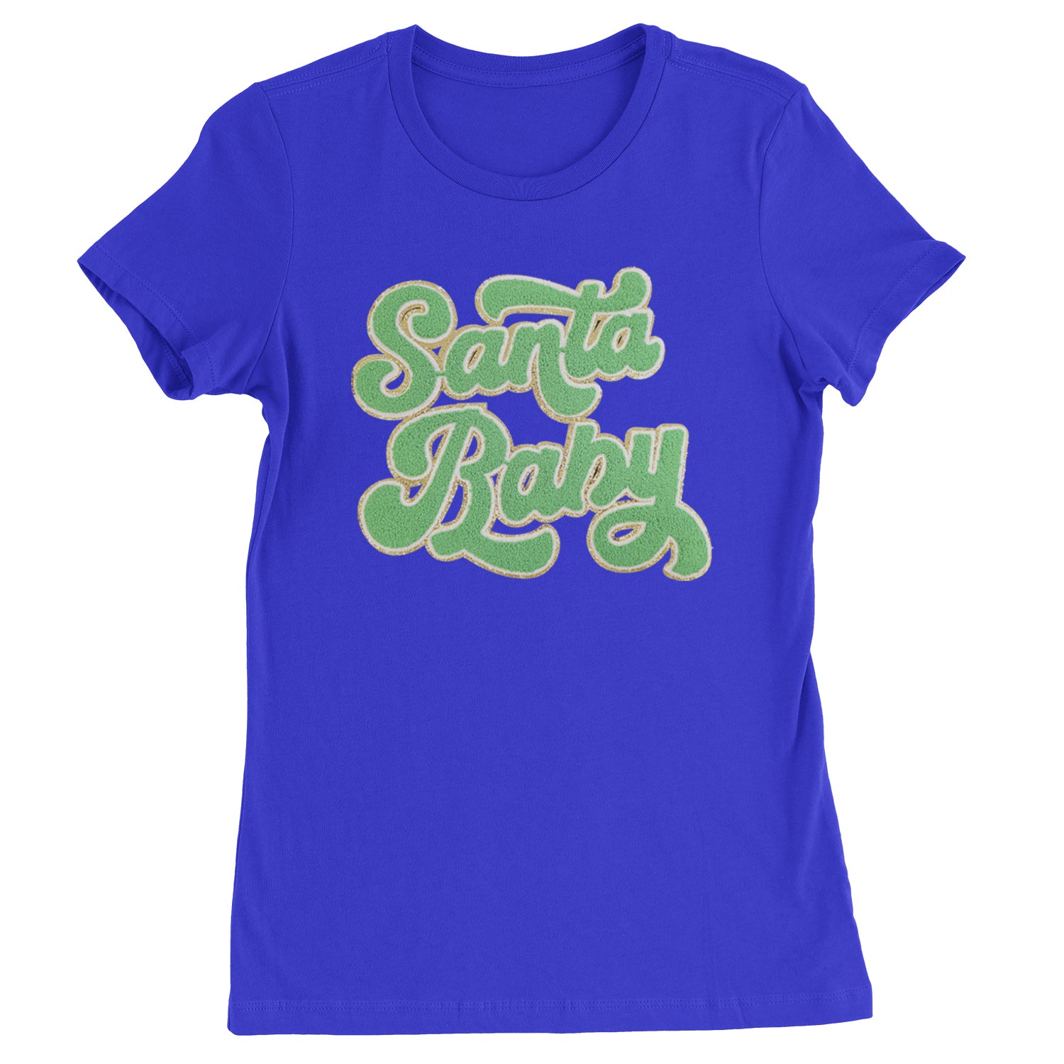 Green Santa Baby Chenille Patch  Womens T-shirt Royal Blue