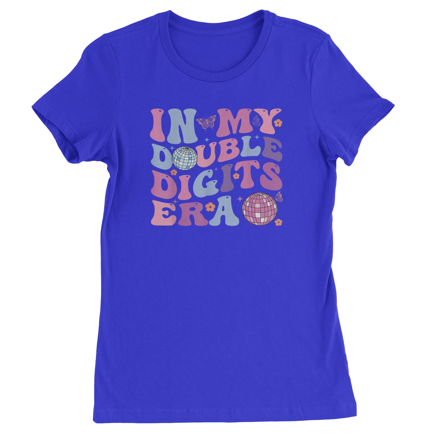 In My Double Digits Era Retro 10 Year Old 10th Birthday Womens T-shirt Royal Blue