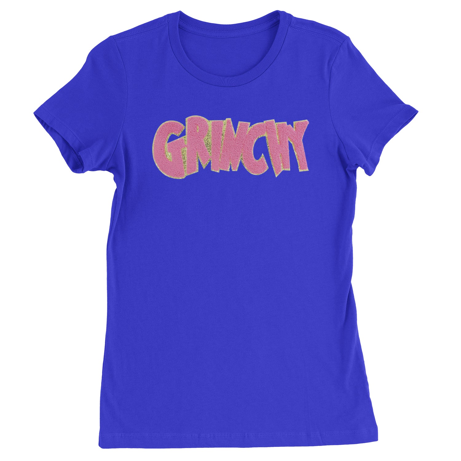 Pink Gr-nchy Chenille Patch  Womens T-shirt Royal Blue