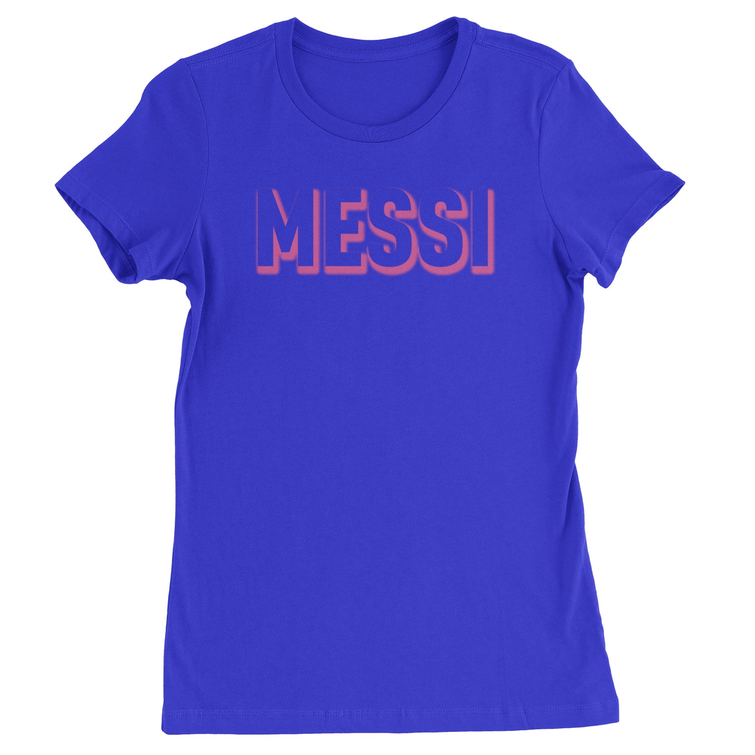 Messi OUTLINE Miami Futbol Womens T-shirt Royal Blue