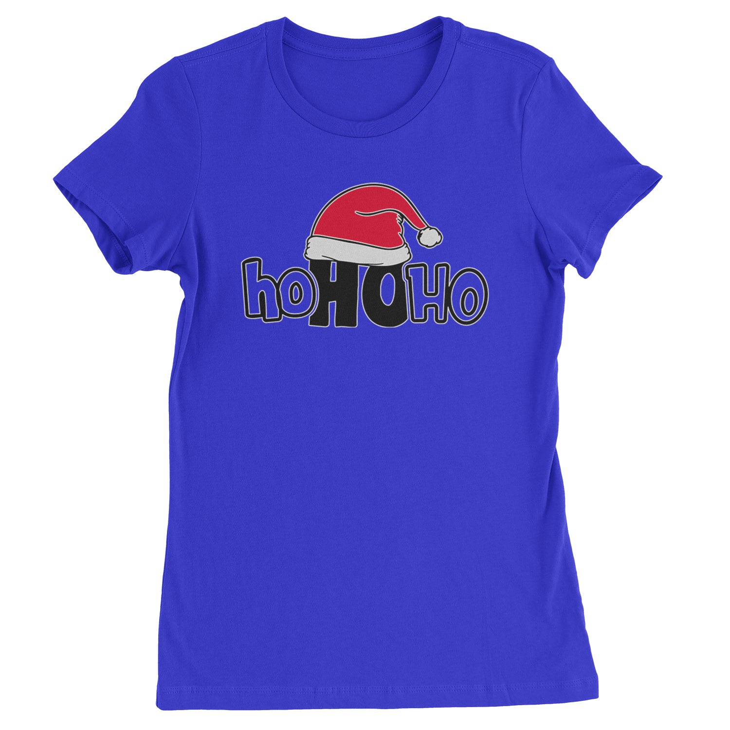 Ho Ho Ho Santa Christmas Hat  Womens T-shirt Royal Blue