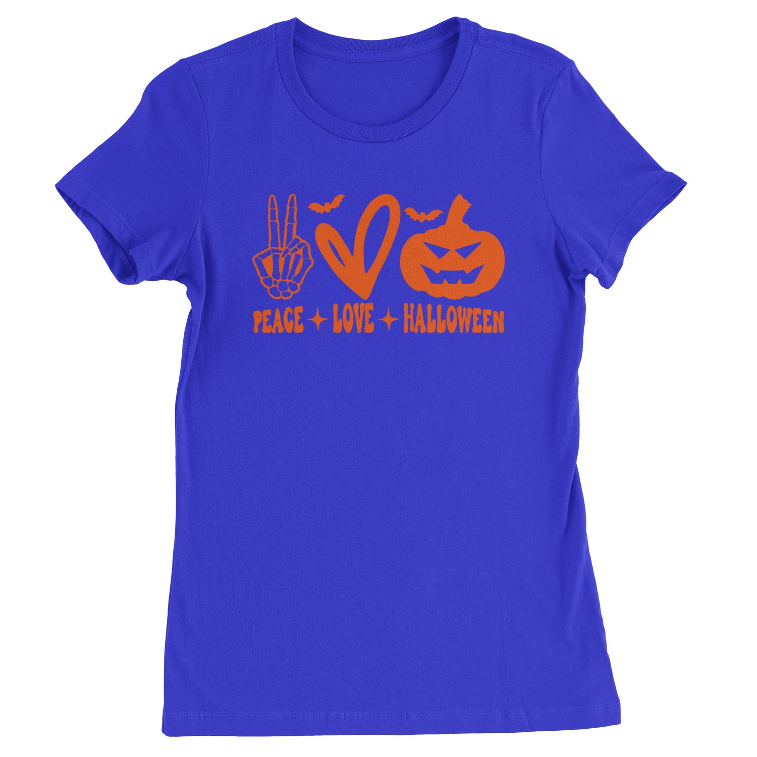 Peace, Love and Halloween Womens T-shirt Royal Blue