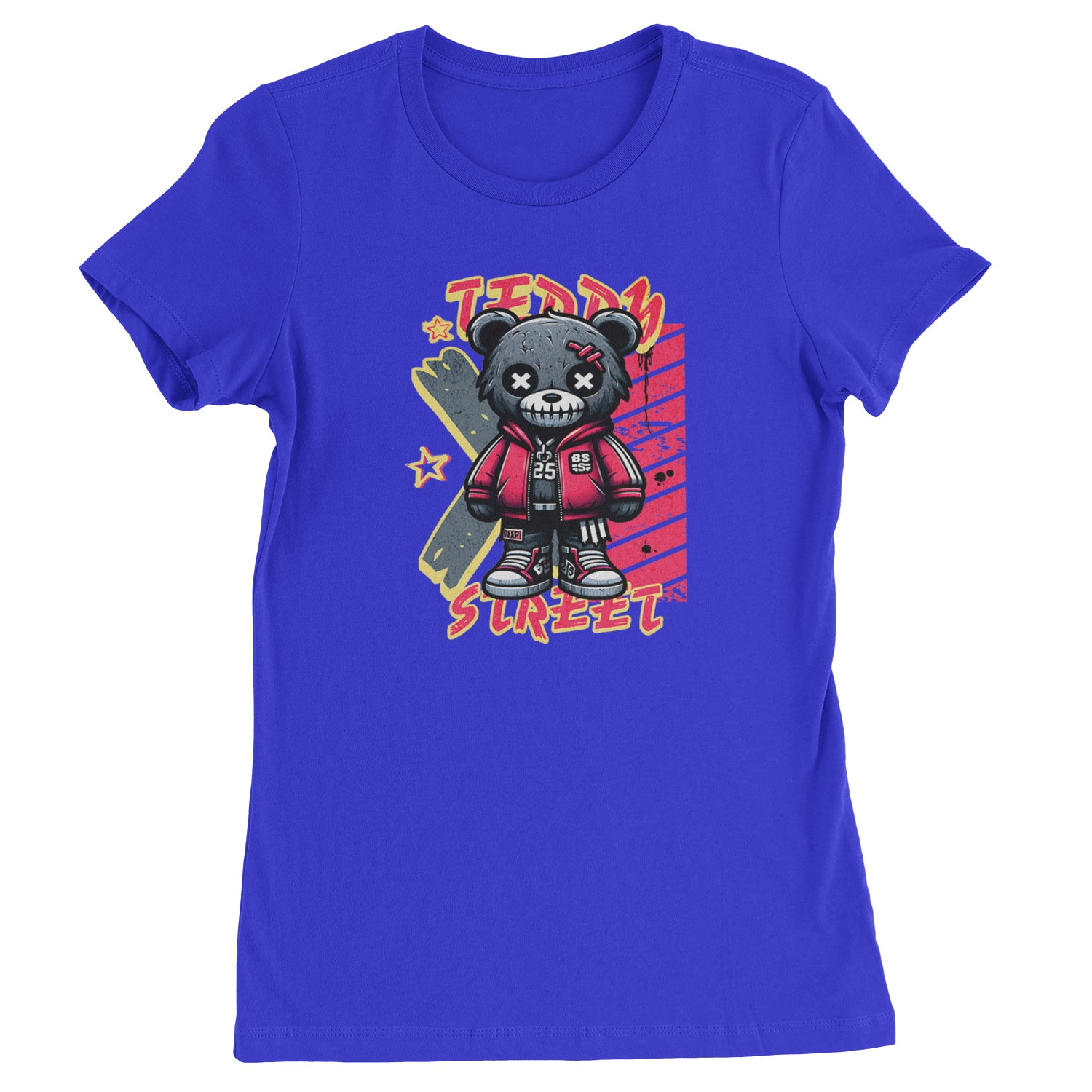 Teddy Attitude Urban Graffiti Bear  Womens T-shirt Royal Blue