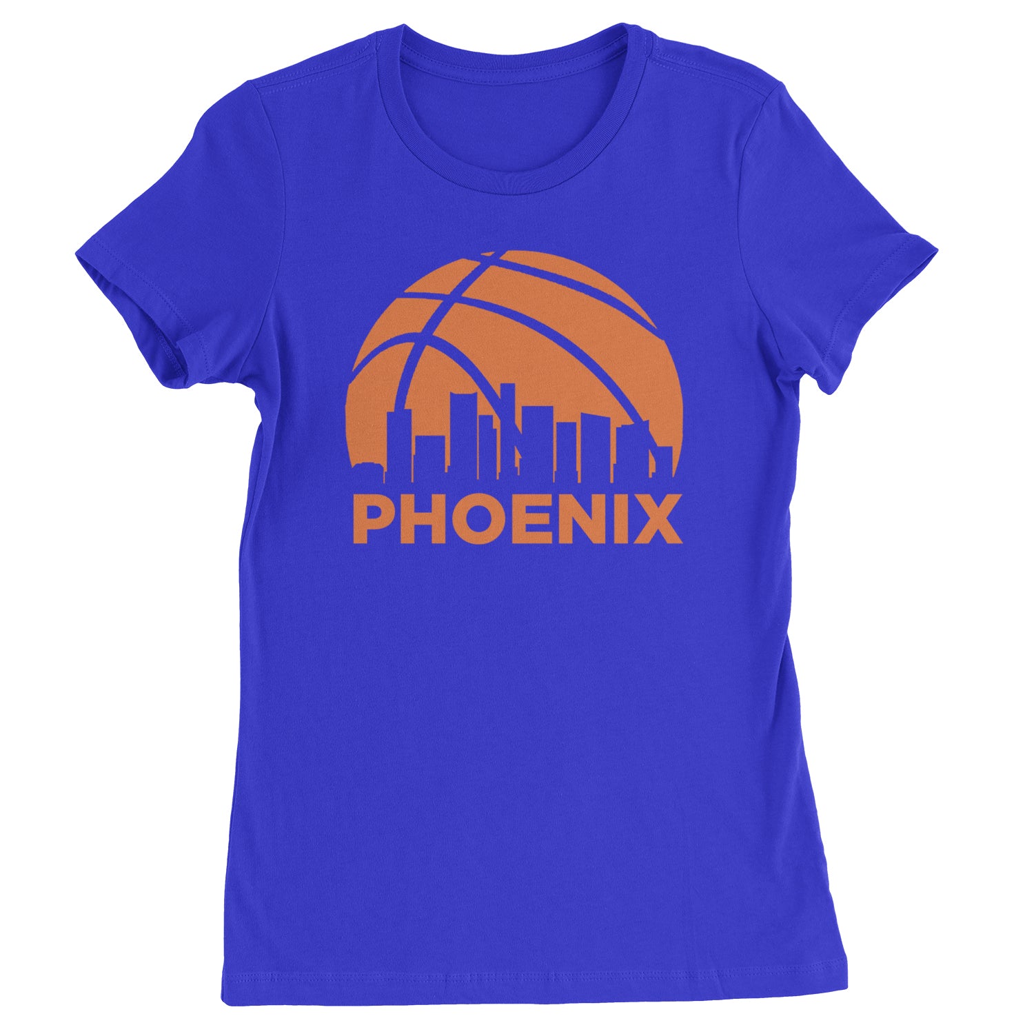 Phoenix Basketball Sunset City Skyline Womens T-shirt Royal Blue