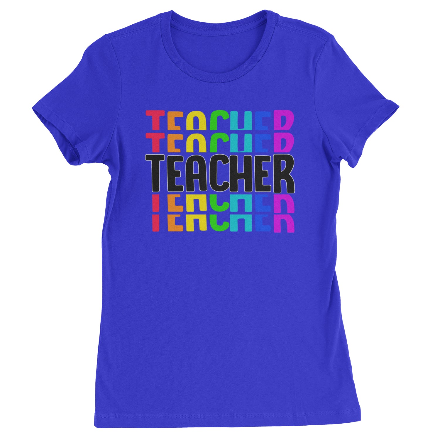 Teacher Repeated Rainbow Pattern  Womens T-shirt Royal Blue