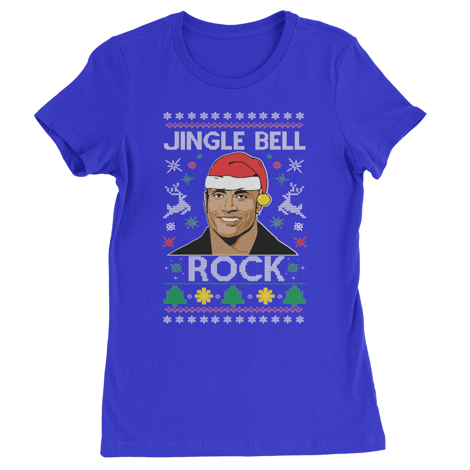 Jingle Bell Rock Ugly Christmas Womens T-shirt Royal Blue