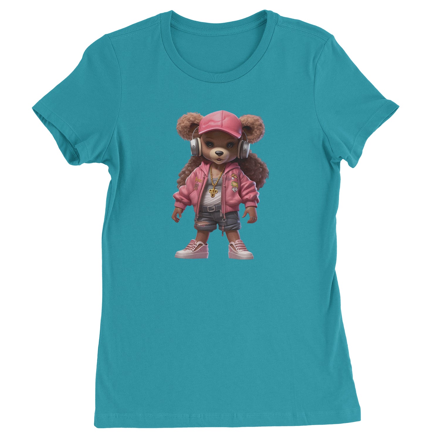 Pink Female Urban Graffiti Bear  Womens T-shirt Surf