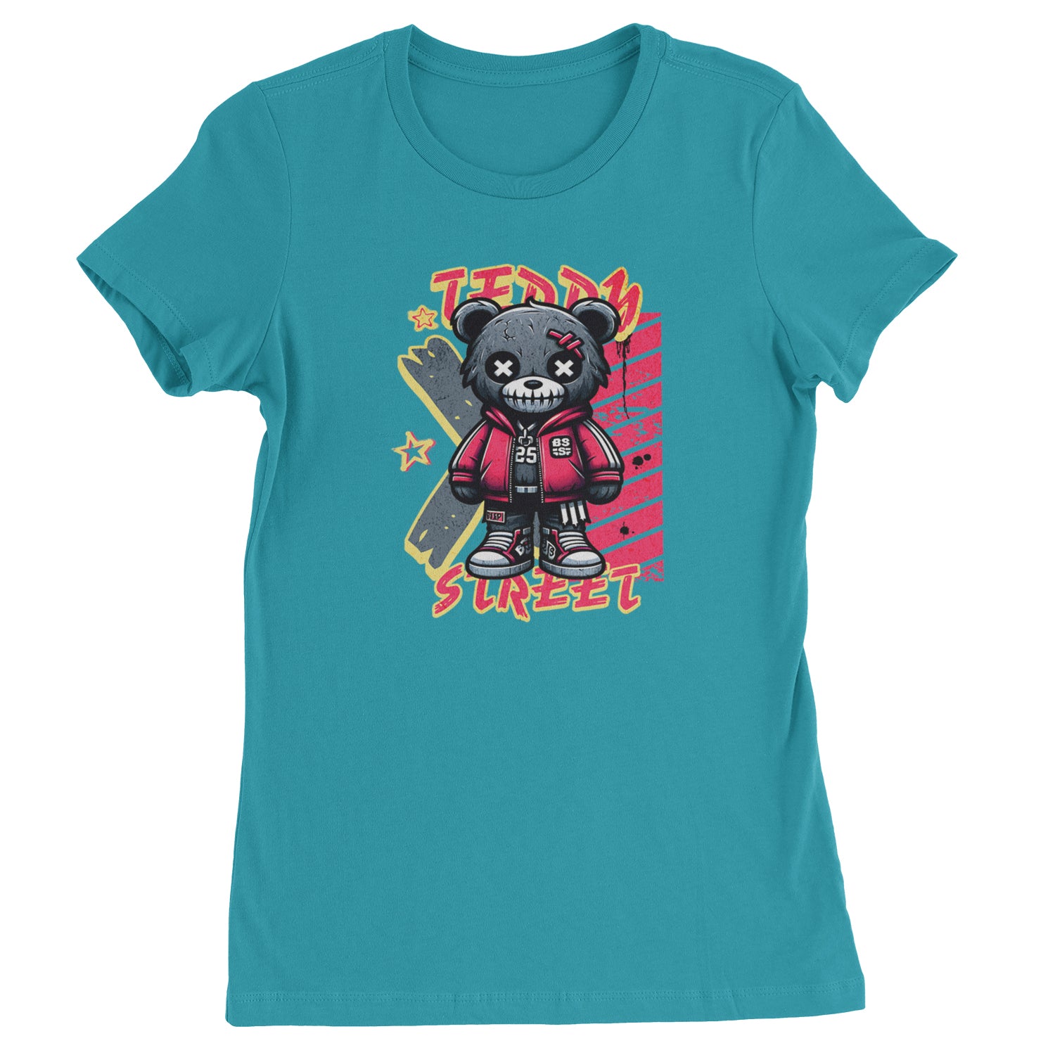 Teddy Attitude Urban Graffiti Bear  Womens T-shirt Surf