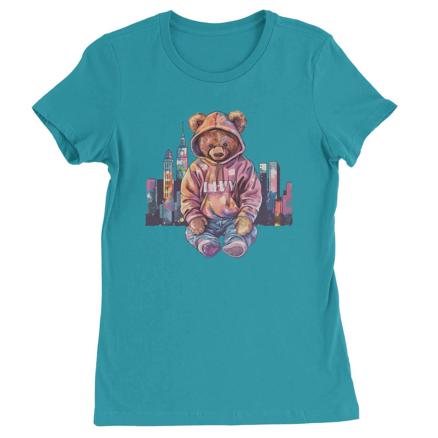 City Skyline Urban Graffiti Bear  Womens T-shirt Surf