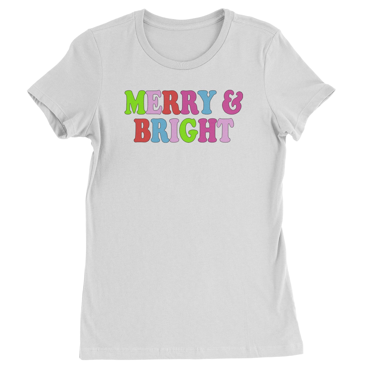 Merry and Bright Festive Christmas Holiday  Womens T-shirt White