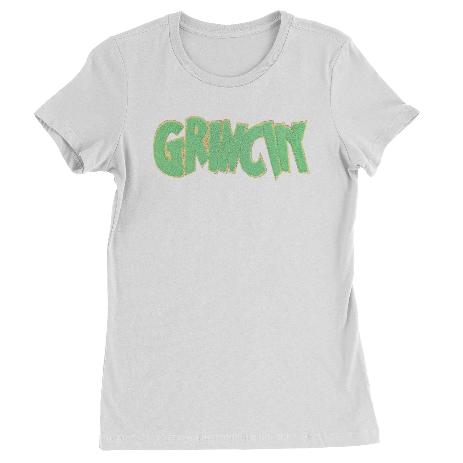 Green Gr-nchy Chenille Patch  Womens T-shirt White