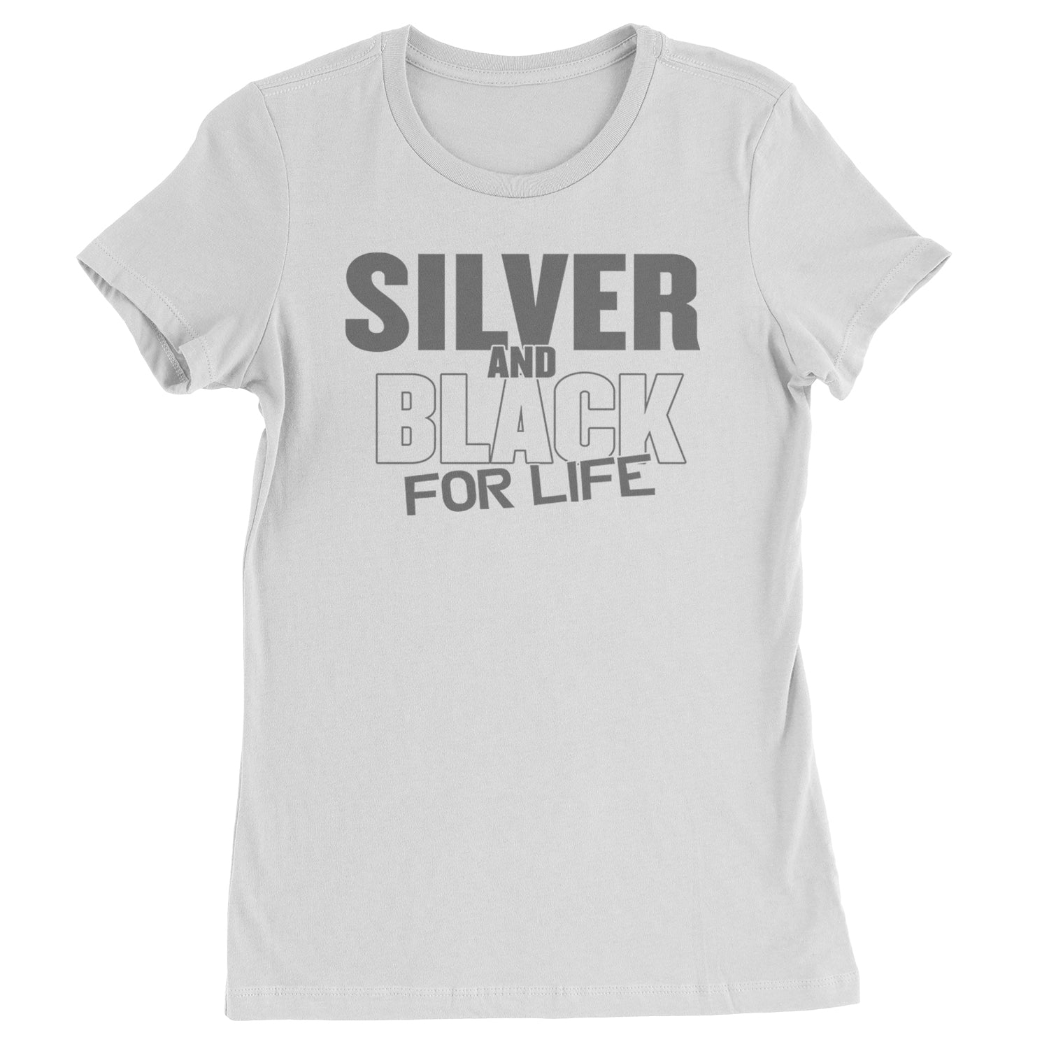 Silver And Black For Life Football Fan Womens T-shirt White