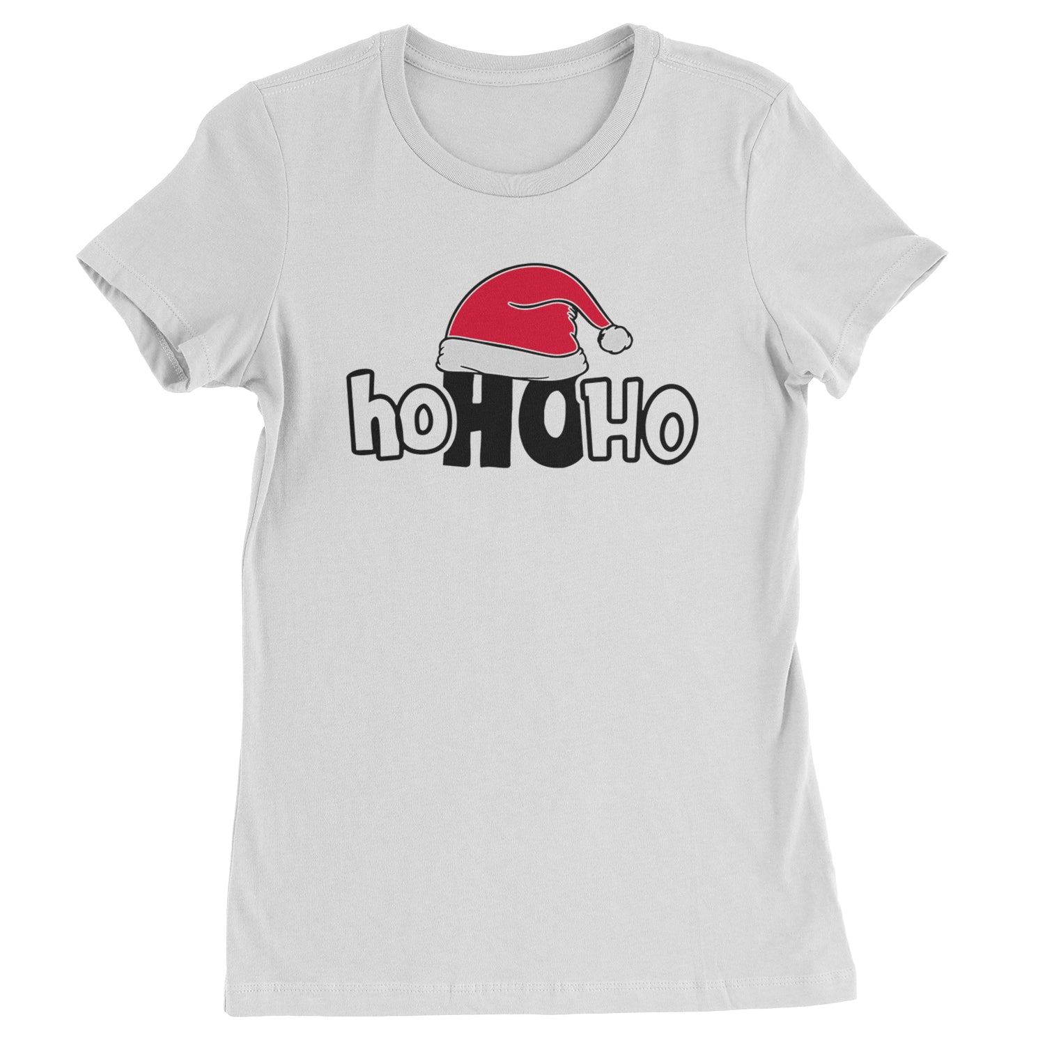 Ho Ho Ho Santa Christmas Hat  Womens T-shirt White