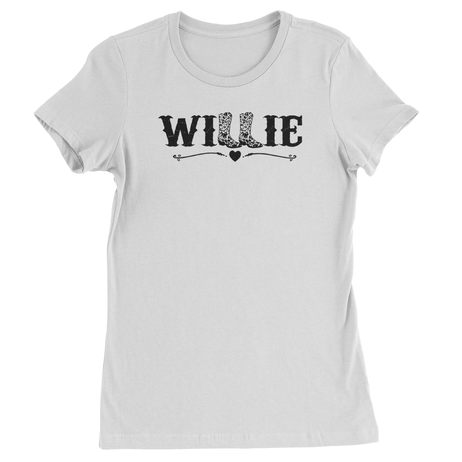 Willie Cowboy Boots Hippy Country Music Womens T-shirt White