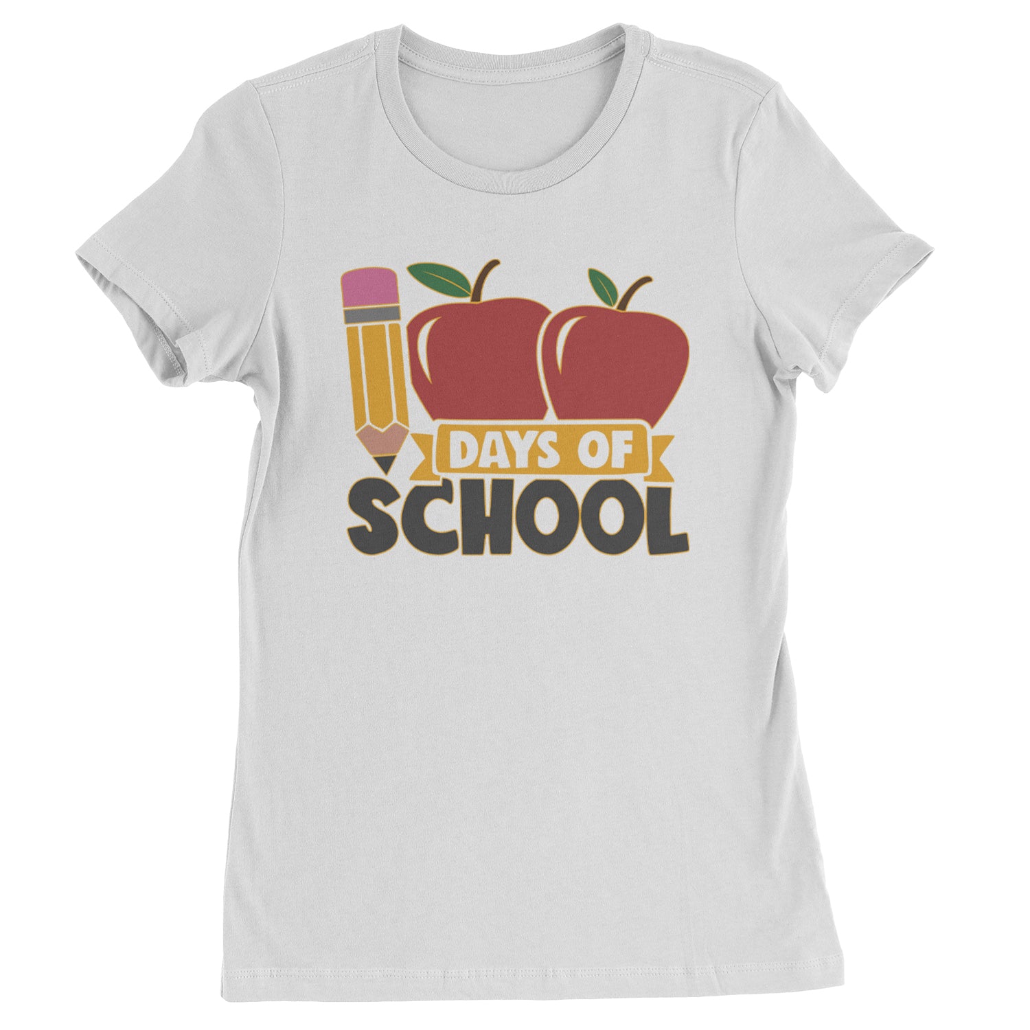 100 Days Of School Apple Pencil  Womens T-shirt White