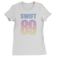 Swift 89 bold block lettering over pastel cloud background on a Women's Heavyweight Cotton T-Shirt