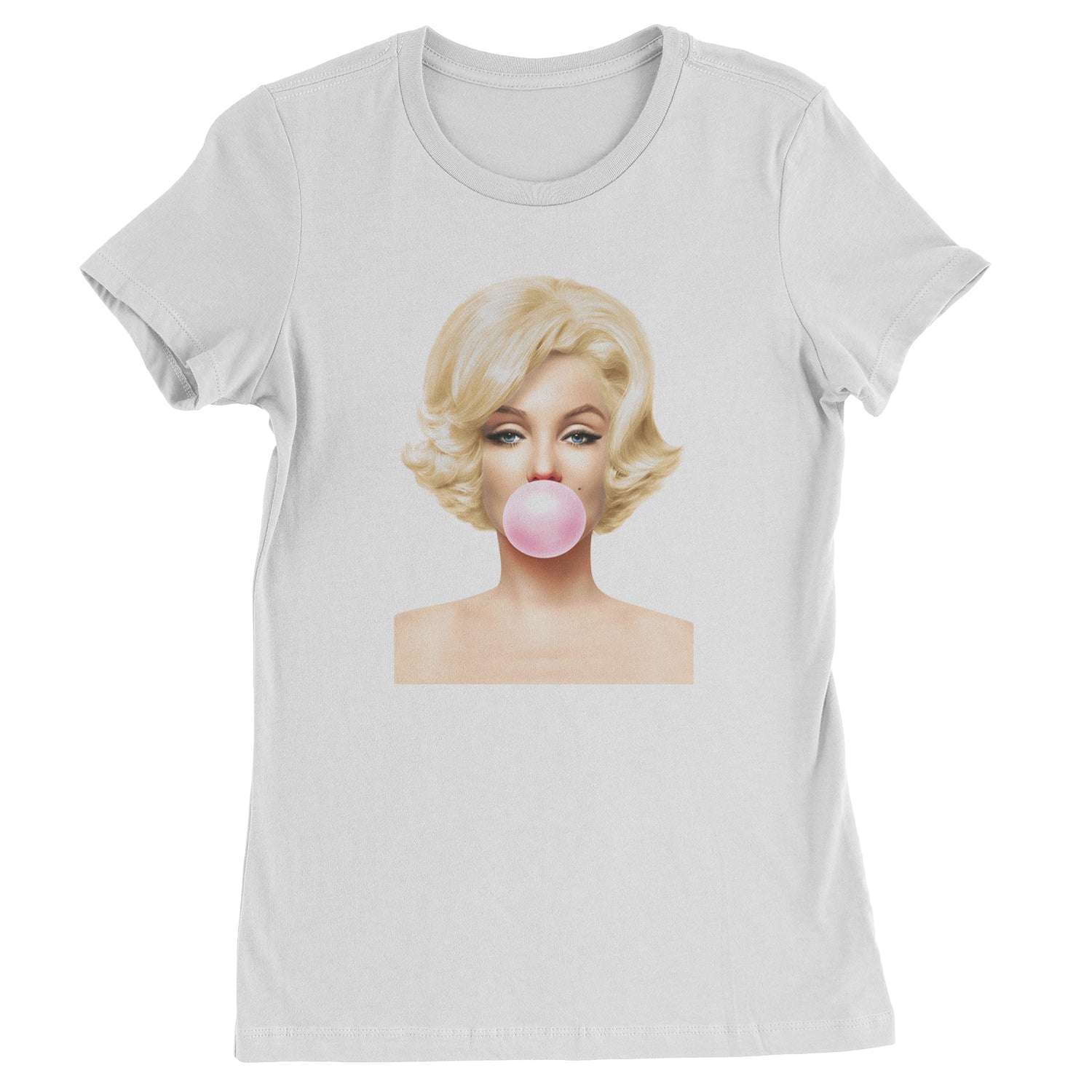 Ms. Monroe Pink Bubble Gum American Icon Womens T-shirt White