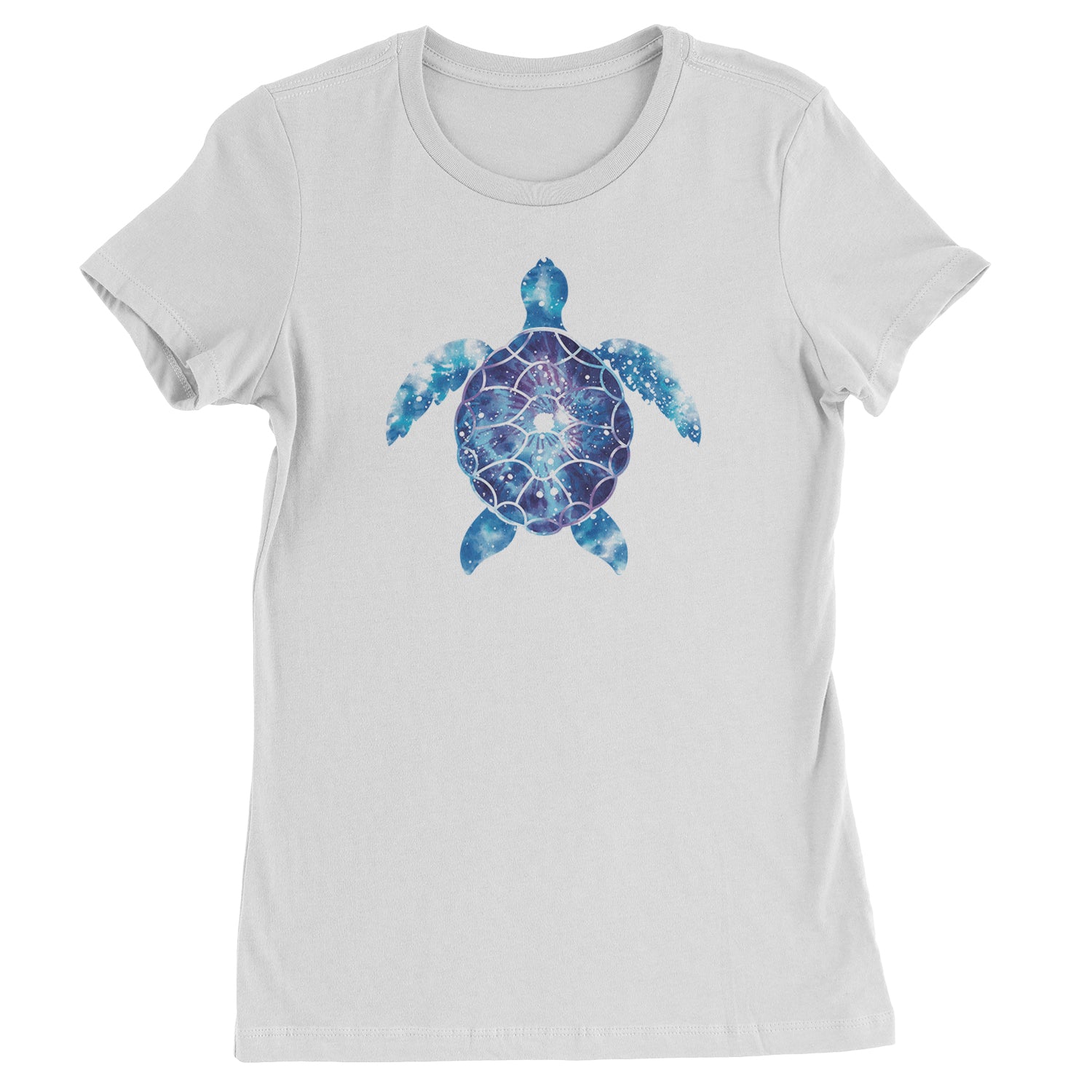 Ocean Aura Tie-Dye Sea Turtle Womens T-shirt White