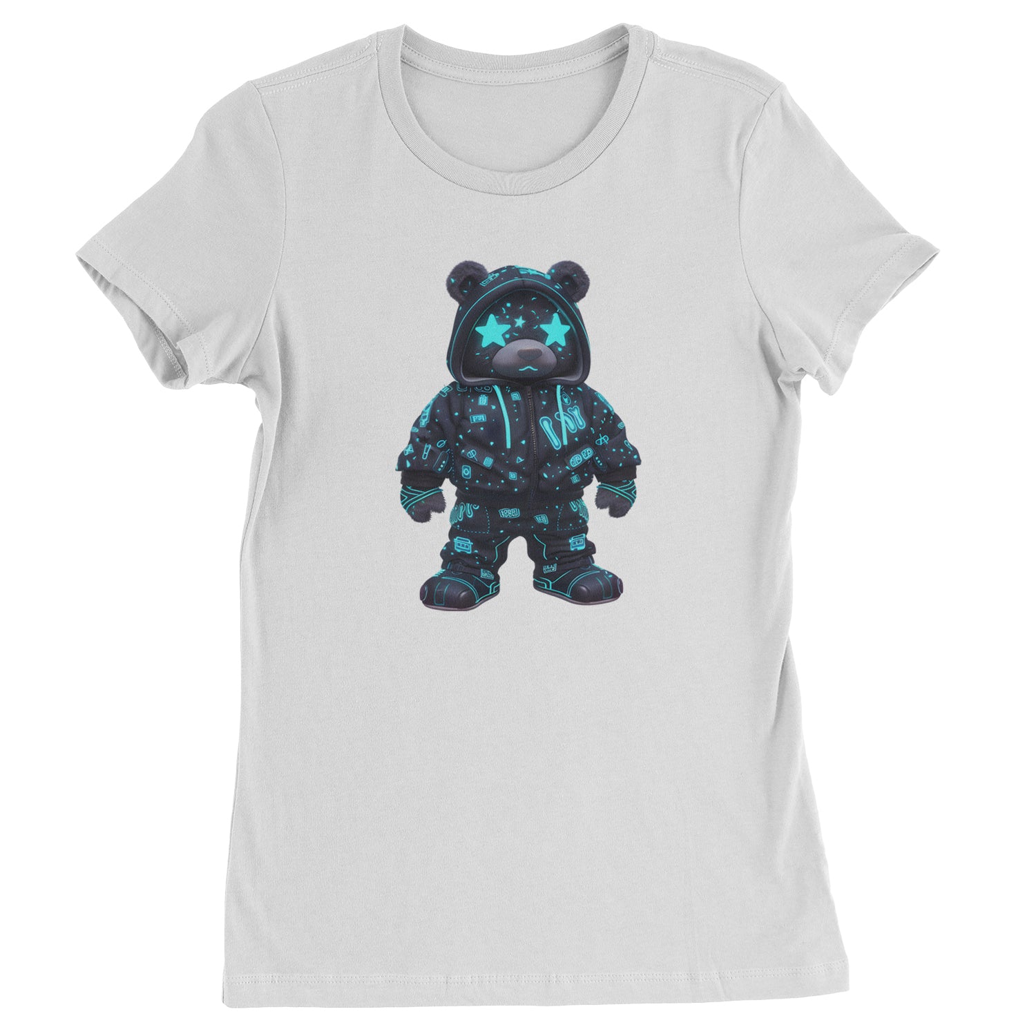 Starry Eyed Vaporwave Urban Graffiti Bear  Womens T-shirt White