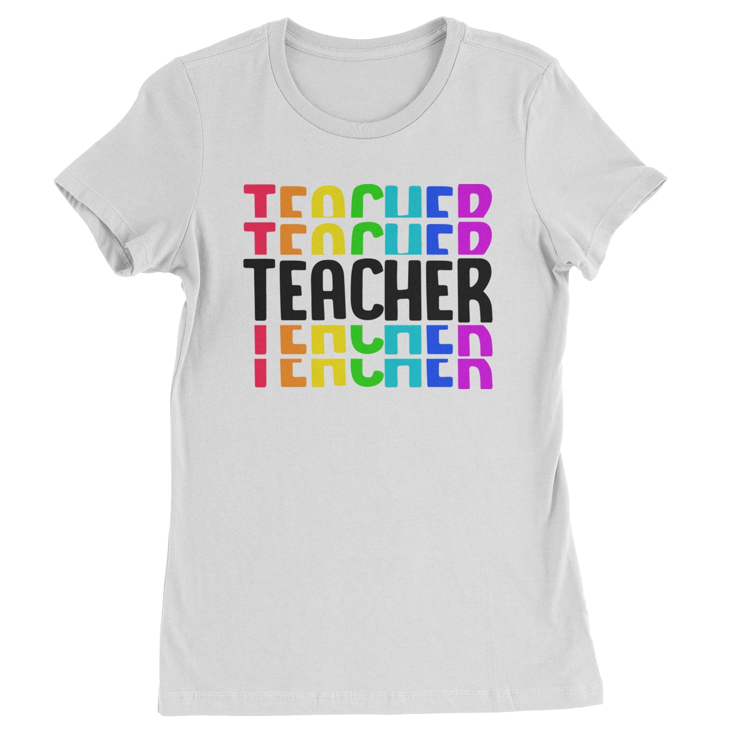 Teacher Repeated Rainbow Pattern  Womens T-shirt White