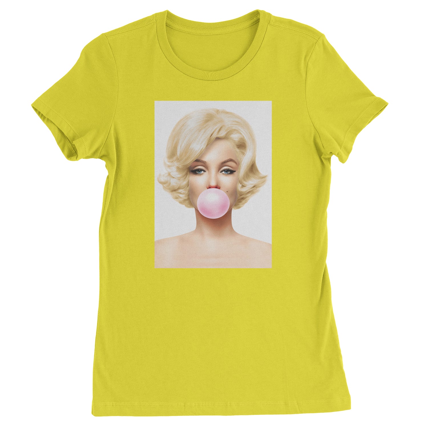 Ms. Monroe Pink Bubble Gum American Icon Womens T-shirt Yellow