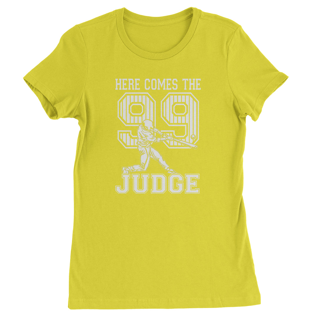 Here Comes The Judge 99 NY Baseball  Womens T-shirt Yellow