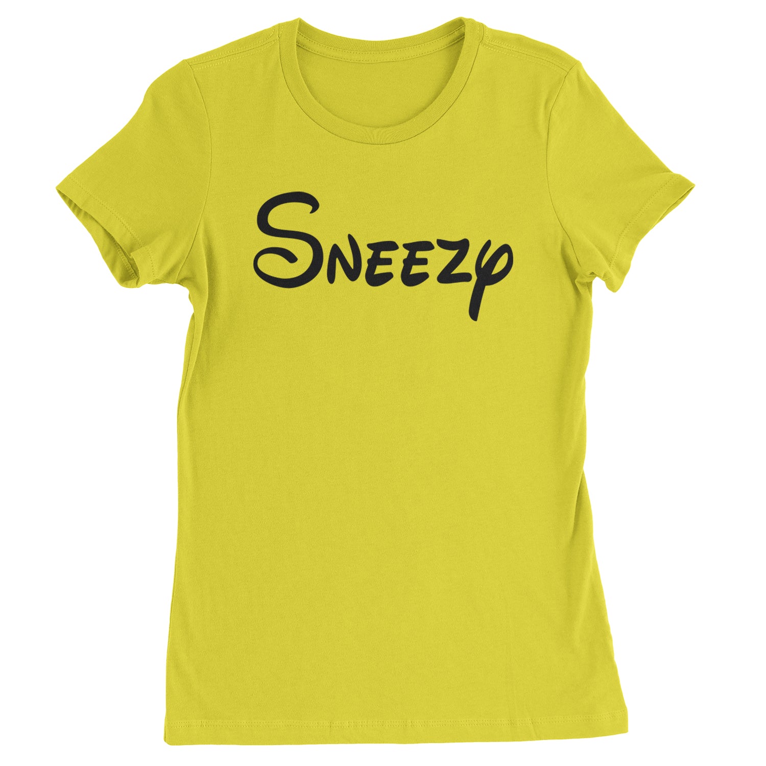 Sneezy - 7 Dwarfs Costume Womens T-shirt Yellow