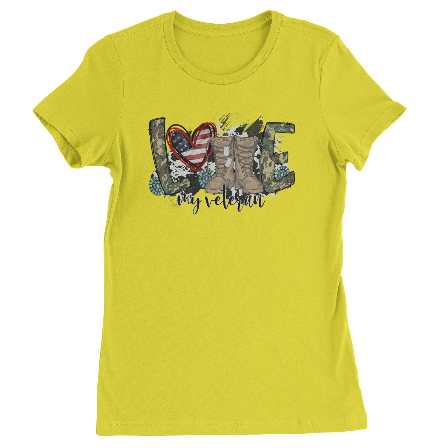 Love My Veteran Honor Veterans Day  Womens T-shirt Yellow