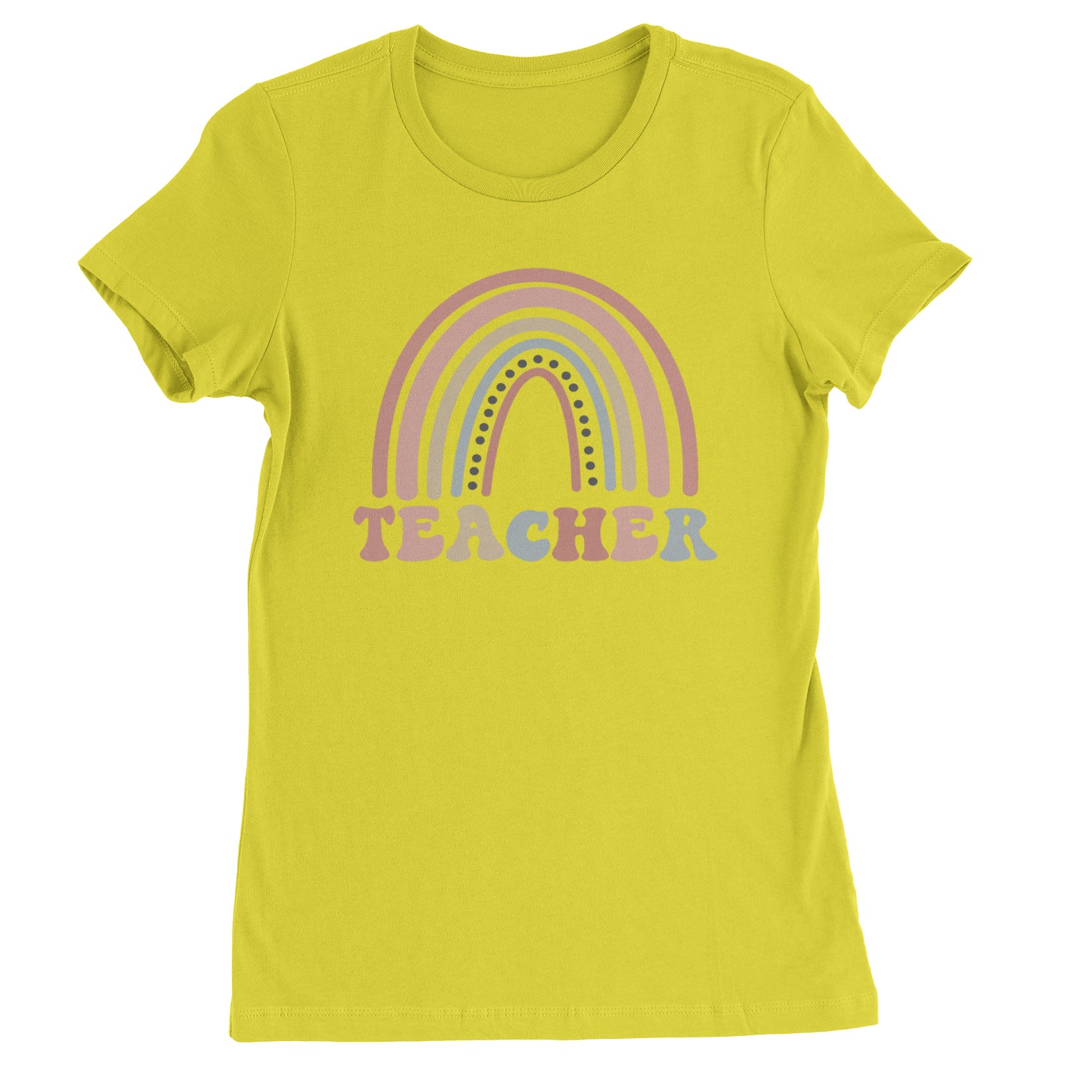 Teacher Pastel Rainbow  Womens T-shirt Yellow