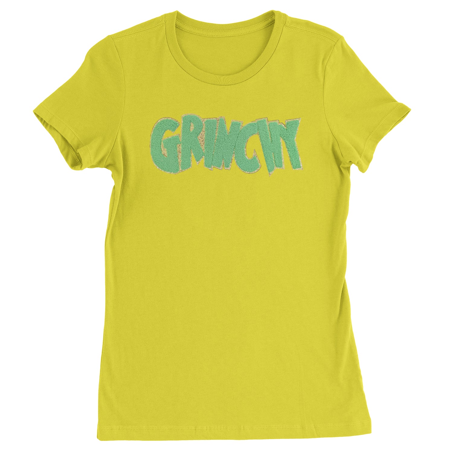 Green Gr-nchy Chenille Patch  Womens T-shirt Yellow