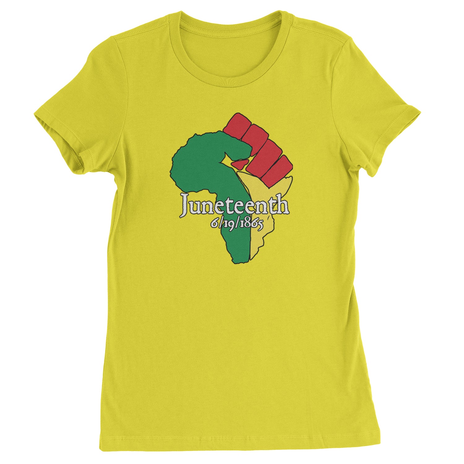 Juneteenth Raised Fist Africa Celebrate Emancipation Day  Womens T-shirt Yellow