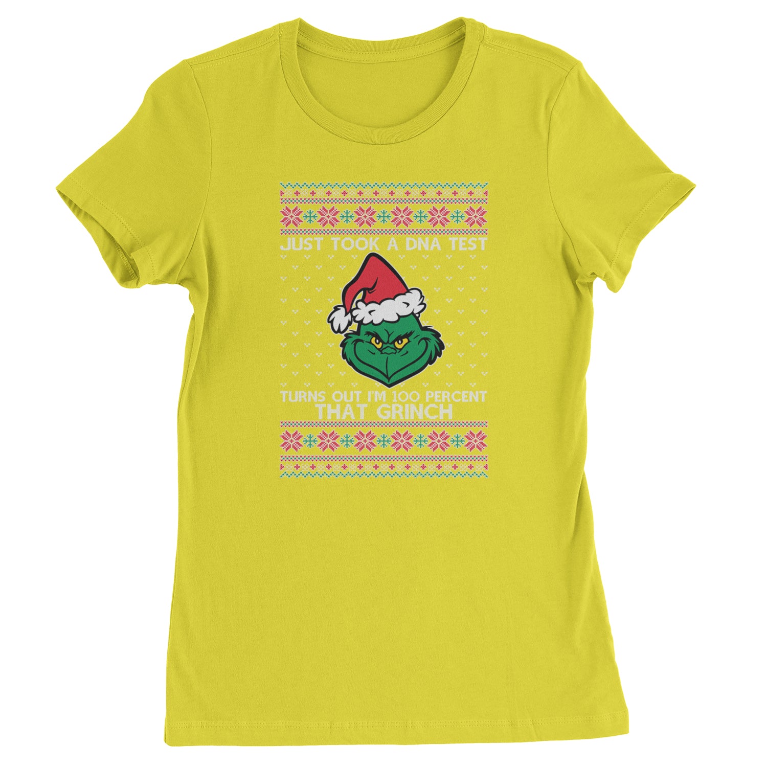 One Hundred Percent That Gr-nch Ugly Christmas Womens T-shirt Yellow