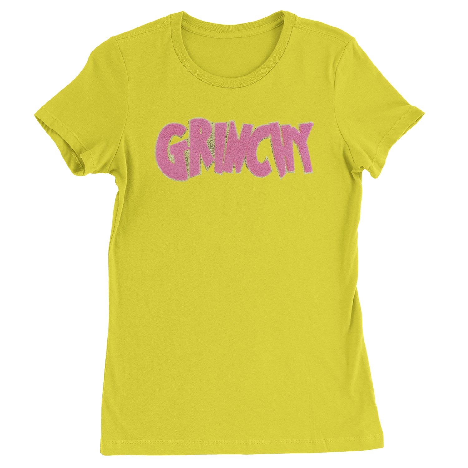 Pink Gr-nchy Chenille Patch  Womens T-shirt Yellow