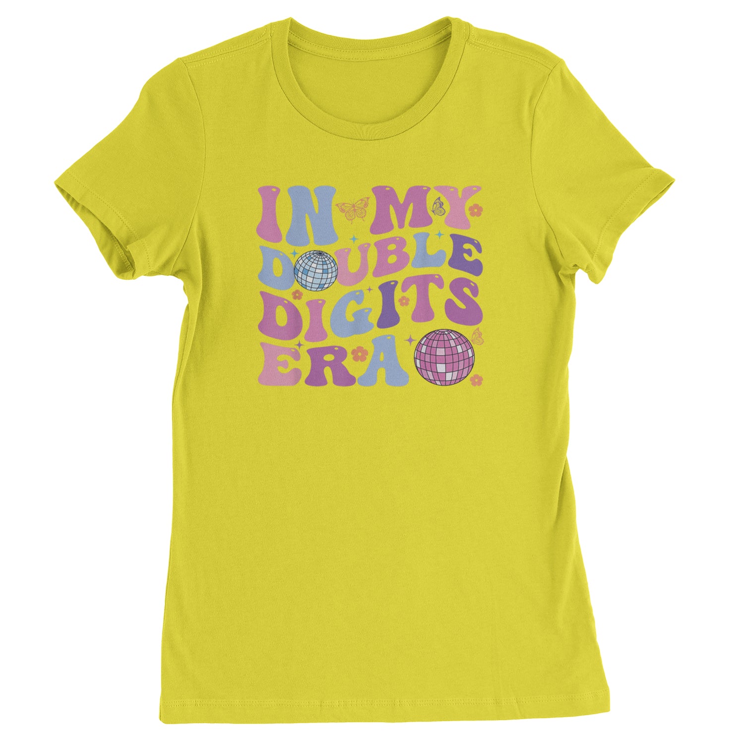 In My Double Digits Era Retro 10 Year Old 10th Birthday Womens T-shirt Yellow