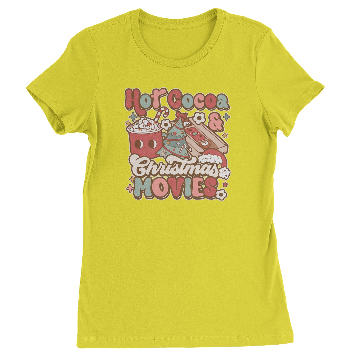 Hot Cocoa And Christmas Movies Holiday  Womens T-shirt Yellow