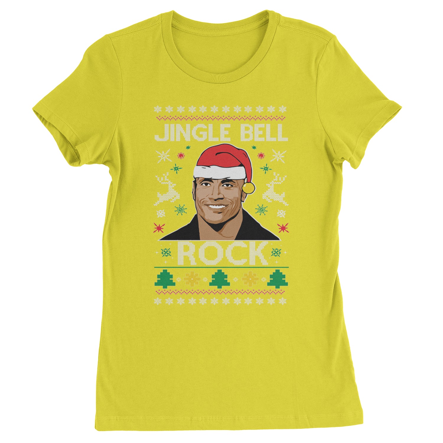 Jingle Bell Rock Ugly Christmas Womens T-shirt Yellow